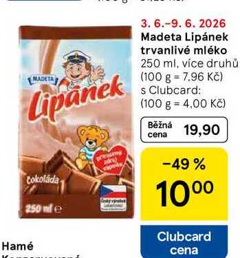 Madeta Lipánek trvanlivé mléko, 250 ml, více druhů