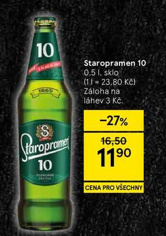 Staropramen 10, 0,5 l, sklo