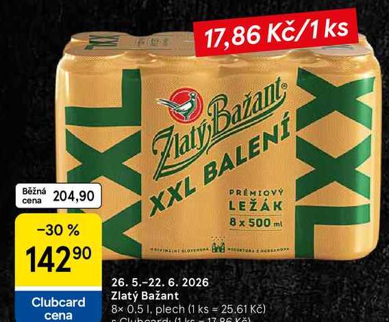 Zlatý Bažant, 8x 0.5 l, plech 