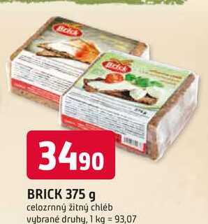 BRICK 375 g celozrnný žitný chléb vybrané druhy