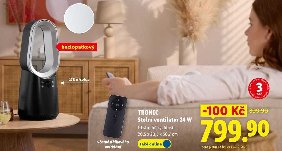 TRONIC Stolní ventilátor 24 W