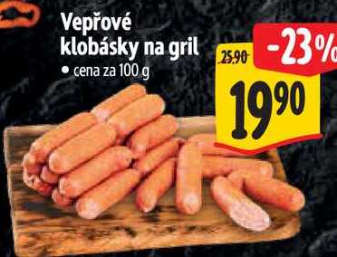 Vepřové klobásky na gril, cena za 100 g