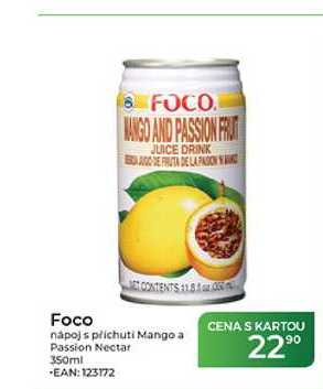 Foco nápoj s příchuti Mango a Passion Nectar 350ml
