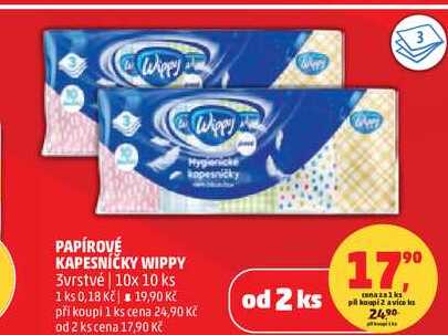 PAPÍROVÉ KAPESNÍČKY WIPPY 3vrstvé, 10x 10 ks