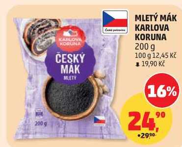 MLETÝ MÁK KARLOVA KORUNA, 200 g