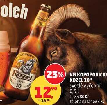 VELKOPOPOVICKÝ kozel 10 světlé výčepní,0,5 l