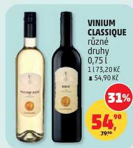 VINIUM CLASSIQUE různé druhy, 0,75 l