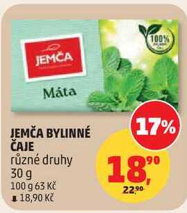 Jemča bylinný čaj, vybrané druhy, 30 g