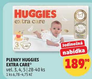 PLENKY HUGGIES EXTRA CARE vel. 3, 4, 5, 28-40 ks