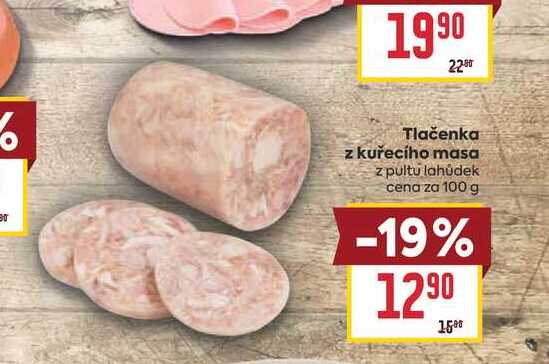 Tlačenka z kuřecího masa z pultu lahůdek cena za 100 g 
