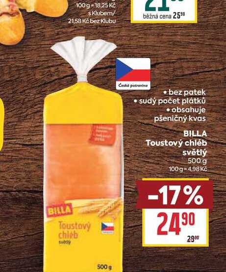 BILLA Toustový chléb 500 g 