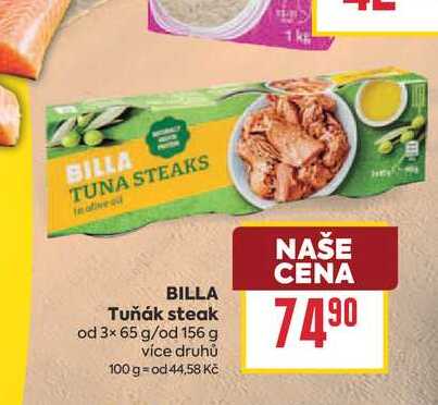 BILLA Tuňák steak od 3× 65 g/od 156 g 