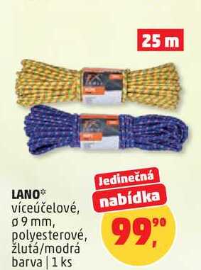 LANO víceúčelové, nabídka 09 mm, polyesterové, žlutá/modrá barva, 1 ks 