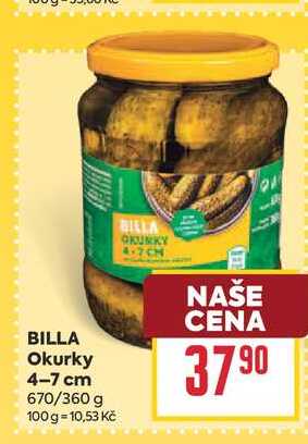 BILLA Okurky 4-7 cm 670/360 g