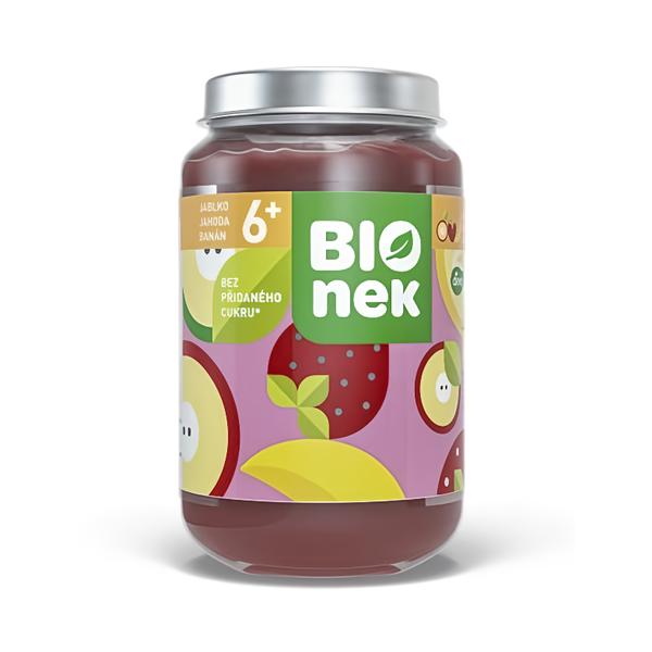 BIOnek Příkrm jablko, jahoda a banán