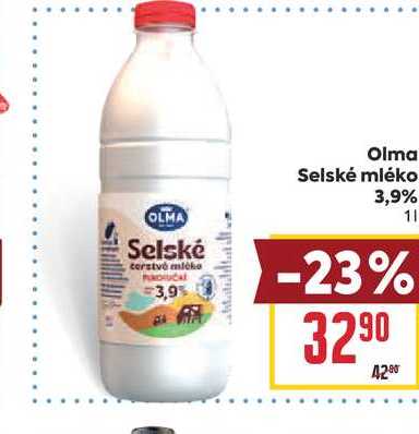 Olma Selské mléko 3,9% 1l
