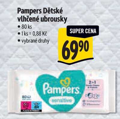 Pampers Dětské vlhčené ubrousky, 80 ks 