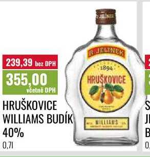 HRUŠKOVICE WILLIAMS BUDÍK 40% 0,71 