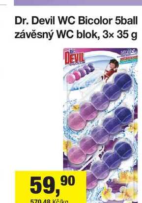 Dr. Devil WC Bicolor 5ball závěsný WC blok, 3x 35 g