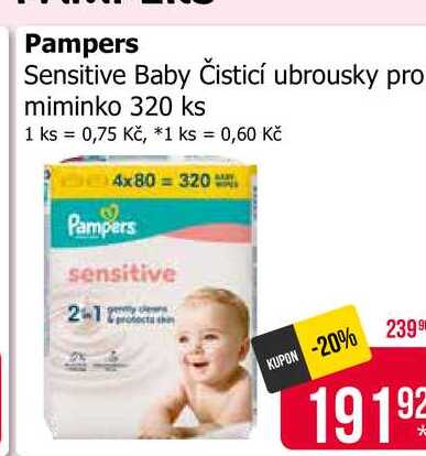 Pampers Sensitive Baby Čisticí ubrousky pro miminko 320 ks