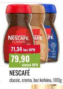 NESCAFÉ classic, crema, bez kofeinu, 100g