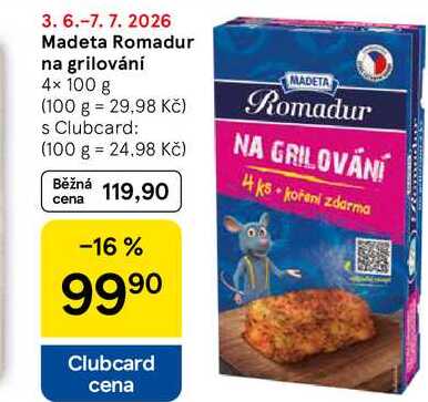 Madeta Romadur na grilování, 4× 100 g  
