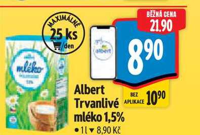 Albert Trvanlivé mléko 1,5% 1 l