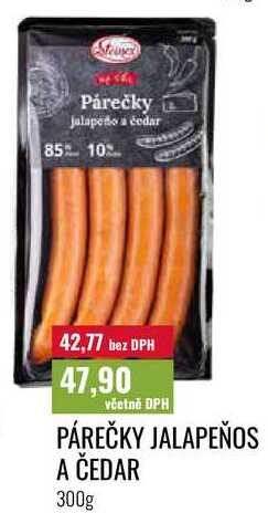 PÁREČKY JALAPEÑOS A ČEDAR 300g