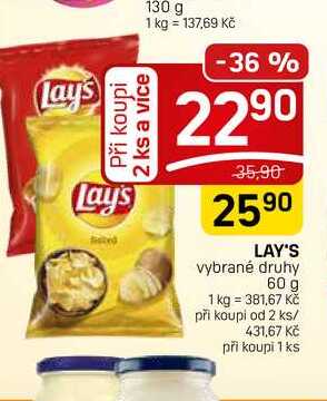 LAY'S vybrané druhy 60 g
