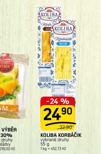 KOLIBA KORBÁČIK vybrané druhy 55 g 