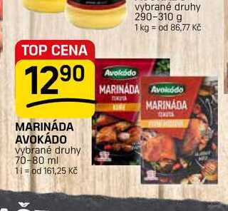 MARINÁDA AVOKÁDO vybrané druhy 70-80 ml