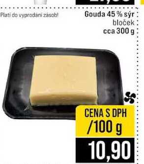 Gouda 45% sýr bloček cca 300 g 100g