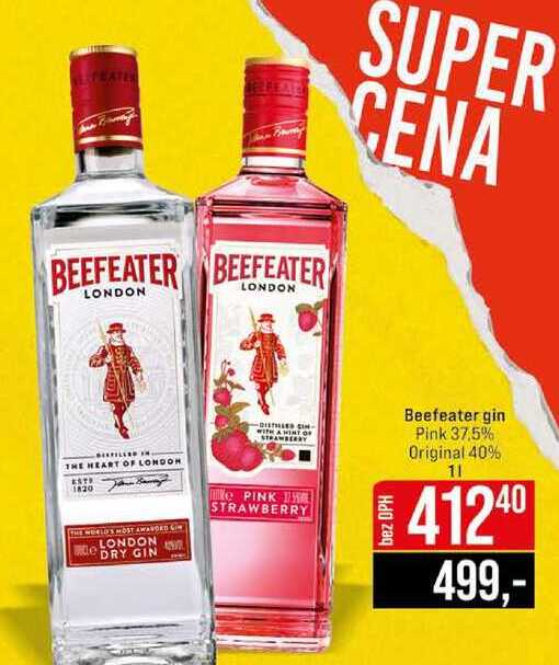 Beefeater gin Pink 37,5% Original 40% 1l