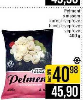 Pelmeni s masem kuřecí+vepřovė hovězi+vepřové vepřové 400 g