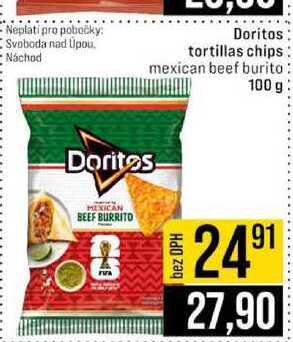 Doritos tortillas chips mexican beef burito 100 g