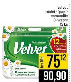 Velvet toaletni papír camomille 3-vrstvý 12 ks 