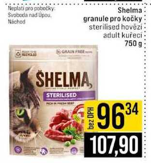 Shelma granule pro kočky sterilised hovězí adult kuřecí 750 g
