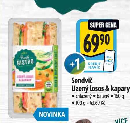 Sendvič Uzený losos & kapary 160 g