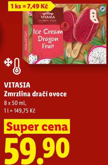 VITASIA Zmrzlina dračí ovoce, 8x 50 ml