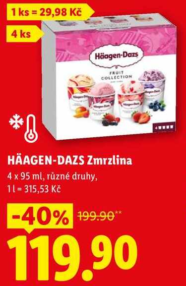 HÄAGEN-DAZS Zmrzlina, 4x 95 ml
