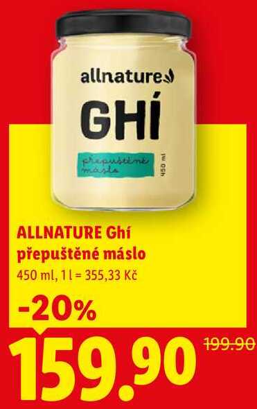 ALLNATURE Ghí přepuštěné máslo, 450 ml