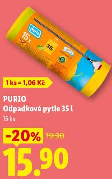 PURIO Odpadkové pytle 35 l, 15 ks