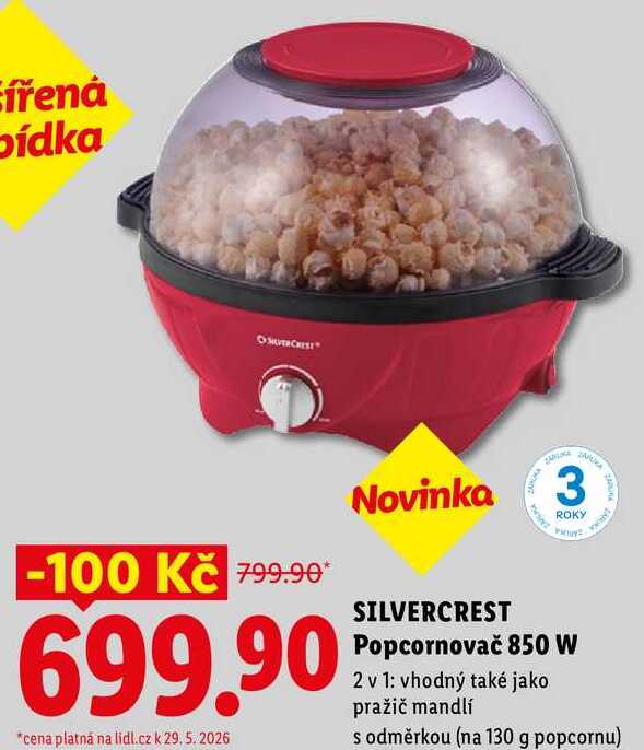 SILVERCREST Popcornovač 850 W 