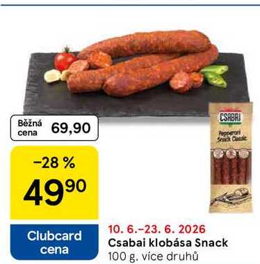 Csabai klobása Snack, 100 g, více druhů 