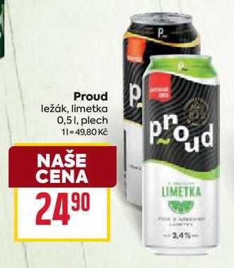 Proud ležák, limetka 0,51, plech