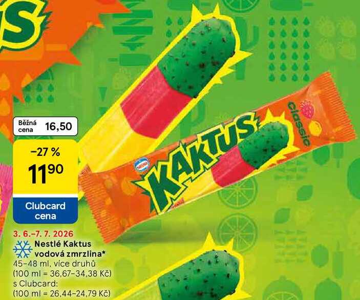 Nestlé Kaktus vodová zmrzlina, 45-48 ml, více druhů