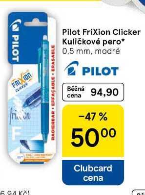 Pilot Frixion Clicker Kuličkové pero, 0,5 mm, modré  