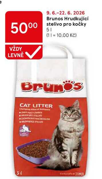 Brunos Hrudkující stelivo pro kočky, 5 l