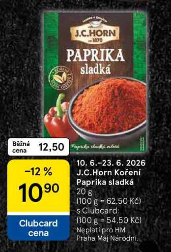J.C.Horn Koření Paprika sladká, 20 g