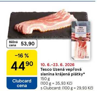 Tesco Uzená vepřová slanina krájená plátky, 150 g